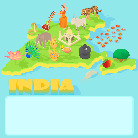 India map in cartoon style for any designのイラスト素材