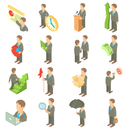Business icons set in cartoon style. Office worker set collection vector illustration.のイラスト素材