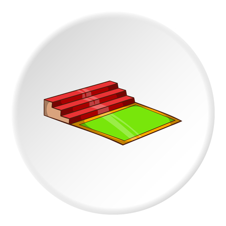 Small football stadium icon in cartoon style isolated on white circle background. Sports facility symbol vector illustrationのイラスト素材