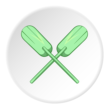 Paddles icon in cartoon style isolated on white circle background. Rowing symbol vector illustrationのイラスト素材