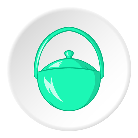 Bowler for food icon in cartoon style isolated on white circle background. Cooking symbol vector illustrationのイラスト素材