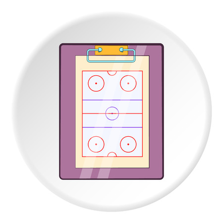 Hockey game plan icon in cartoon style isolated on white circle background. Sport symbol vector illustrationのイラスト素材