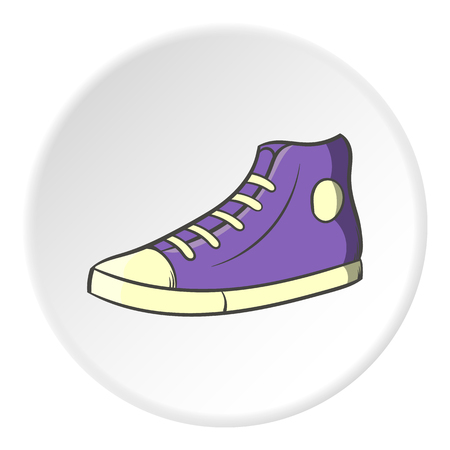 Sneakers icon in cartoon style isolated on white circle background. Shoes symbol vector illustrationのイラスト素材