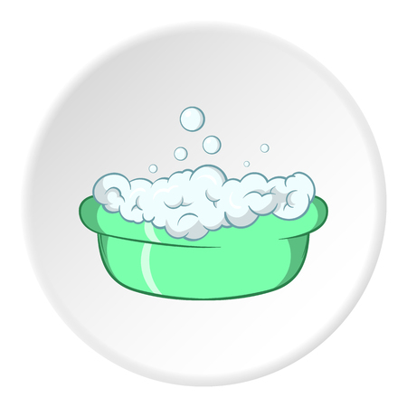Bath for baby icon in cartoon style isolated on white circle background. Child care symbol vector illustrationのイラスト素材