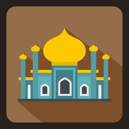 Mosque icon in flat style on a coffee background vector illustrationのイラスト素材