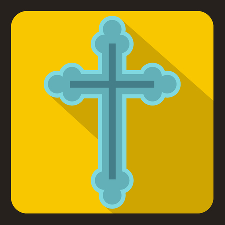 Christian cross icon in flat style on a white background vector illustrationのイラスト素材