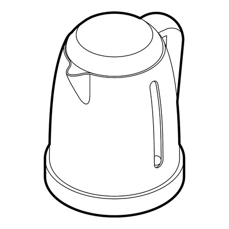 Electric kettle icon in outline style on a white background vector illustrationのイラスト素材