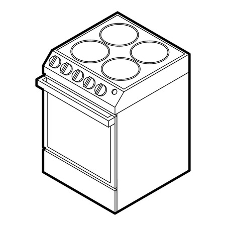 Modern electric cooker icon in outline style on a white background vector illustrationのイラスト素材