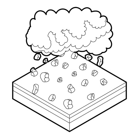 Cloud and hail icon in outline style on a white background vector illustrationのイラスト素材