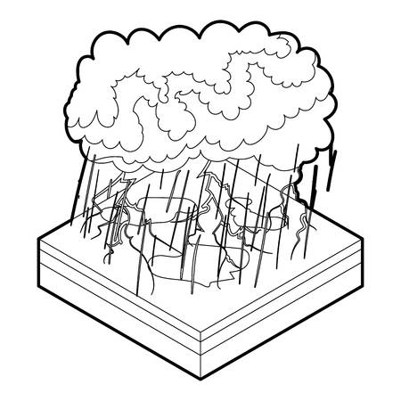 Thunderstorm icon in outline style on a white background vector illustrationのイラスト素材