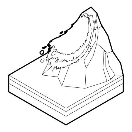 Avalanche icon in outline style on a white background vector illustrationのイラスト素材