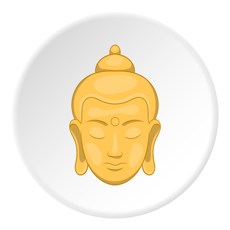 Buddha statue icon in cartoon style isolated on white circle background. Religion symbol vector illustrationのイラスト素材