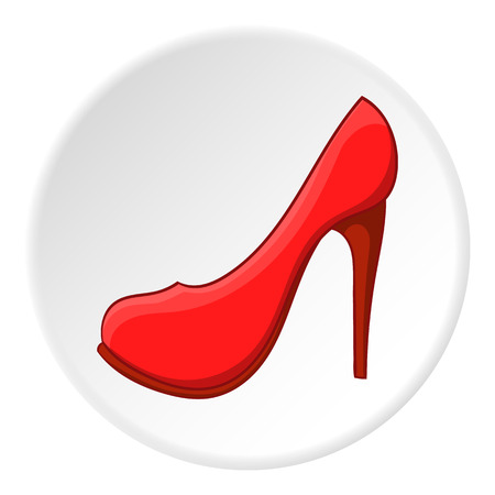 Women shoes icon in cartoon style isolated on white circle background. Footwear symbol vector illustrationのイラスト素材