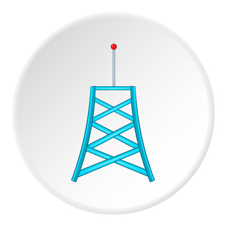 Cell phone tower icon in cartoon style isolated on white circle background. Connection symbol vector illustrationのイラスト素材
