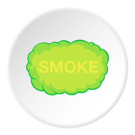 Cloud of smoke icon in cartoon style isolated on white circle background. Pollution symbol vector illustrationのイラスト素材