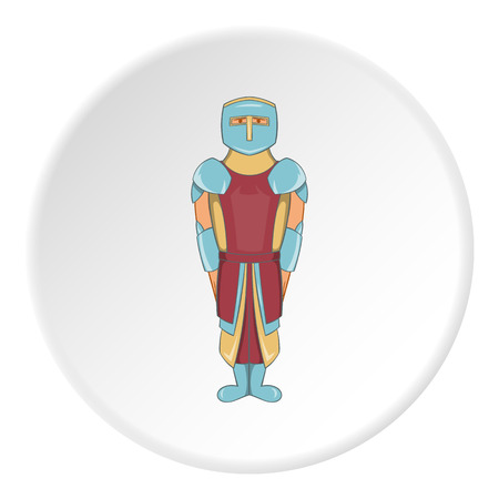 Knight icon in cartoon style isolated on white circle background. Military symbol vector illustrationのイラスト素材