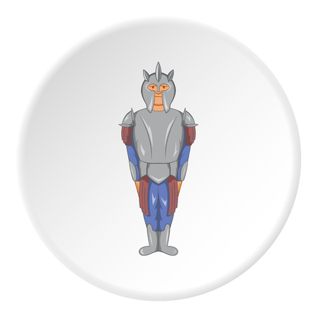 Medieval warrior icon in cartoon style isolated on white circle background. Military symbol vector illustrationのイラスト素材