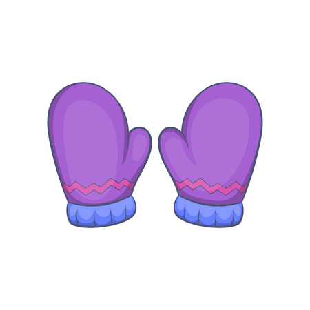 Pair of warm mittens icon in cartoon style isolated on white background vector illustrationのイラスト素材