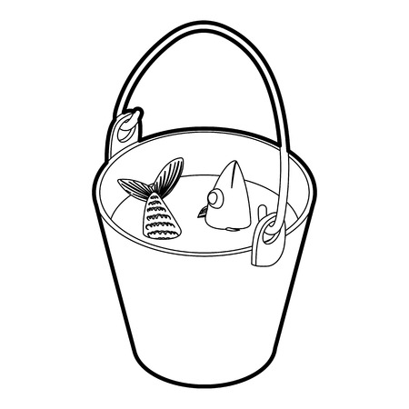 Fresh fish in a bucket icon. Outline illustration of vector icon for webのイラスト素材