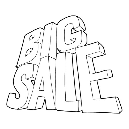Big sale lettering icon. Outline illustration of big sale lettering text vector icon for webのイラスト素材