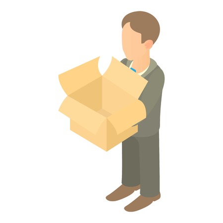 Businessman holding an empty box icon. Cartoon illustration of businessman holding an empty box vector icon for webのイラスト素材