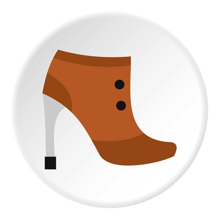 Brown boot with high heel icon. Flat illustration of shoe vector icon for web designのイラスト素材