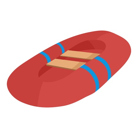Red inflatable boat icon. Cartoon illustration of inflatable boat vector icon for webのイラスト素材