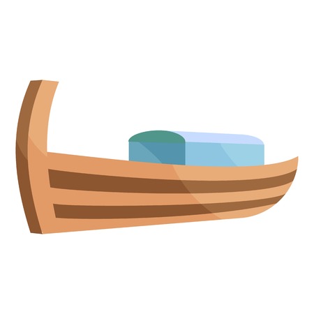Wooden boat icon. Cartoon illustration of boat vector icon for webのイラスト素材
