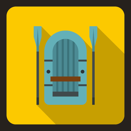 Inflatable boat with paddles icon. Flat illustration of inflatable boat with paddles vector icon for webのイラスト素材