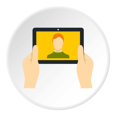 Man taking selfie icon. Flat illustration of tablet vector icon for web designのイラスト素材