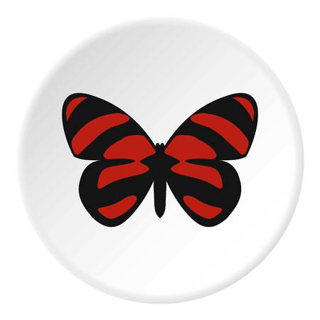 Red striped butterfly icon. Flat illustration of butterfly vector icon for web designのイラスト素材