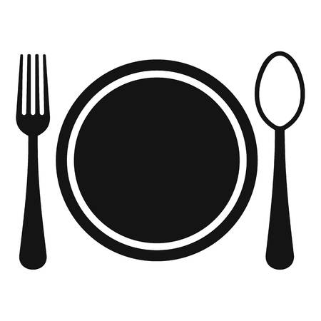 Place setting with plate,spoon and fork icon. Simple illustration of plate,spoon and fork vector icon for webのイラスト素材