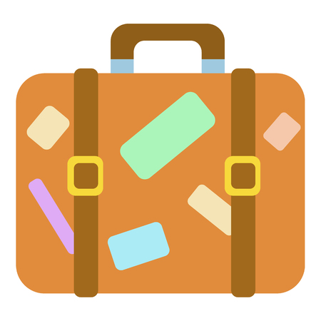 Travel suitcase with stickers icon. Cartoon illustration of suitcase with stickers vector icon for webのイラスト素材