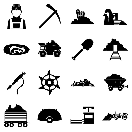 Miner icons set. Simple illustration of 16 miner vector icons for webのイラスト素材