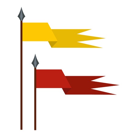 Gold and red medieval flags icon. Flat illustration of flag vector icon for web designのイラスト素材