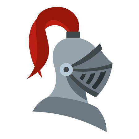 Medieval knight helmet icon. Flat illustration of helmet vector icon for web designのイラスト素材