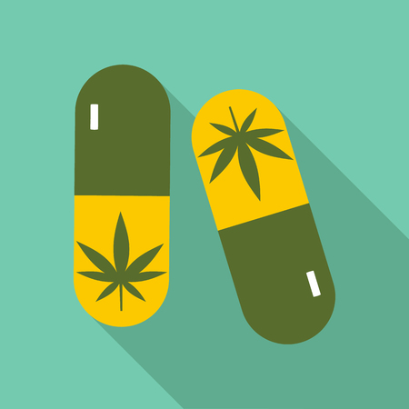 Pills marijuana icon. Flat illustration of pills marijuana vector icon for webのイラスト素材