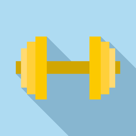Yellow dumbbell icon. Flat illustration of yellow dumbbell vector icon for webのイラスト素材