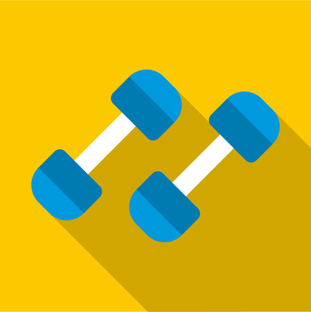 Blue dumbbells icon. Flat illustration of blue dumbbells vector icon for webのイラスト素材