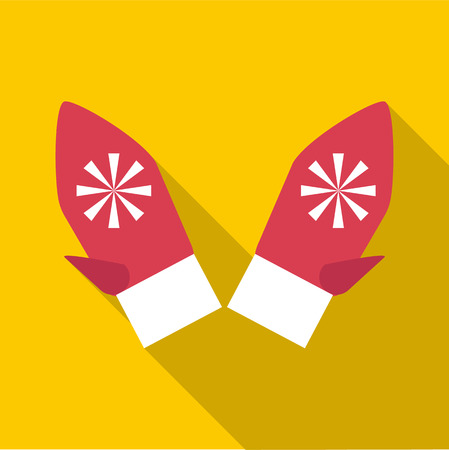Festive winter mittens icon. Flat illustration of festive winter mittens vector icon for webのイラスト素材