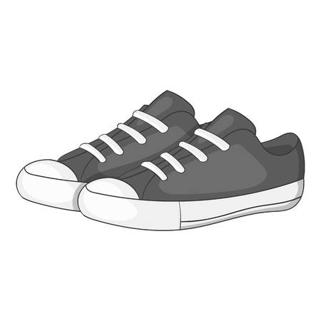 Women sneakers icon. Gray monochrome illustration of women sneakers vector icon for webのイラスト素材
