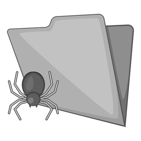 Spider virus in folder icon. Gray monochrome illustration of spider virus in folder vector icon for webのイラスト素材