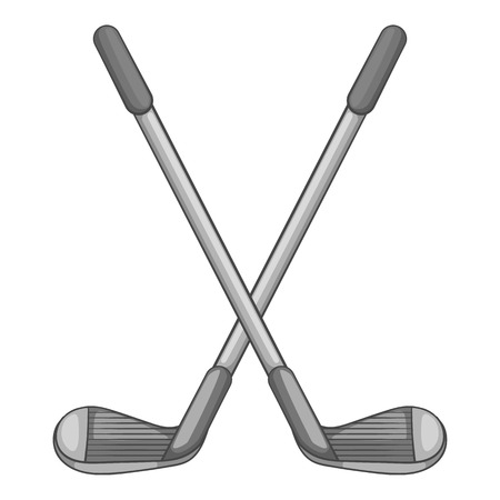 Golf clubs icon. Gray monochrome illustration of golf clubs vector icon for webのイラスト素材