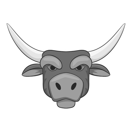 Bull head icon. Gray monochrome illustration of bull head vector icon for webのイラスト素材