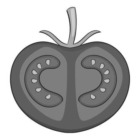 Tomato icon. Gray monochrome illustration of tomato vector icon for webのイラスト素材