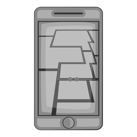 GPS map on phone icon. Gray monochrome illustration of GPS map on phone vector icon for webのイラスト素材