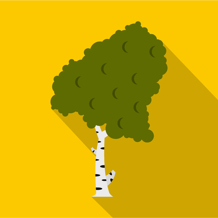 Green birch icon. Flat illustration of birch vector icon for web isolated on yellow backgroundのイラスト素材