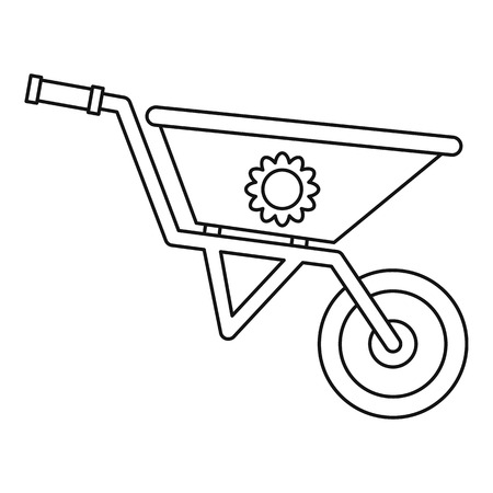 Gardening wheelbarrow icon. Outline illustration of wheelbarrow vector icon for webのイラスト素材