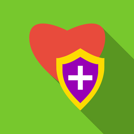 Protection heart icon. Flat illustration of protection heart vector icon for webのイラスト素材
