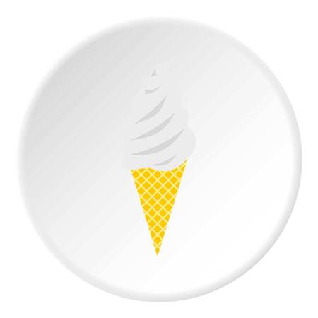 Vanilla ice cream in waffle cone icon. Flat illustration of ice cream in waffle cone vector icon for webのイラスト素材